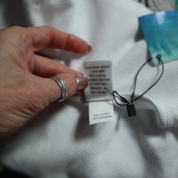 Jack & Nicole Thermal Tee Unisex 4 White Cute Casual Playful Playdate Lounge NWT - Picture 4 of 7